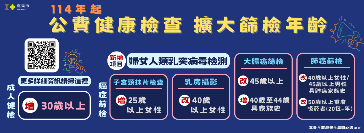 114年1月1日起癌症篩檢及成健擴大服務對象