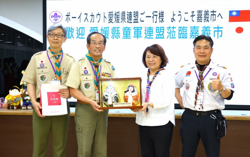 日本愛媛縣童軍連盟與嘉義市交流熱絡 市長黃敏惠率市府團隊以「Team 嘉義」歡呼迎接！