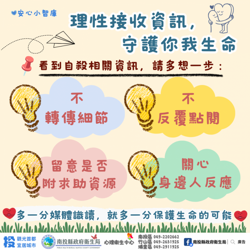 自殺相關新聞報導與閱聽，衛生局呼籲遵守「八不、六要」原則