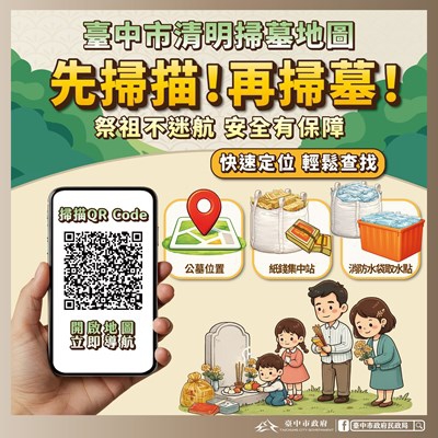 掃墓不迷航！中市首創清明服務整合地圖 公墓路線、防火水源、紙錢集中全掌握