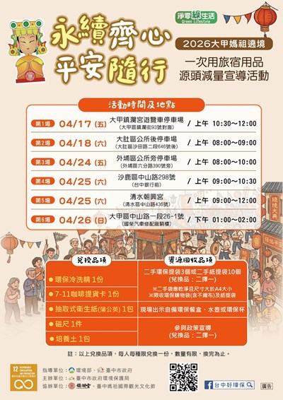 信仰與環保同行！大甲媽遶境響應減廢換好禮