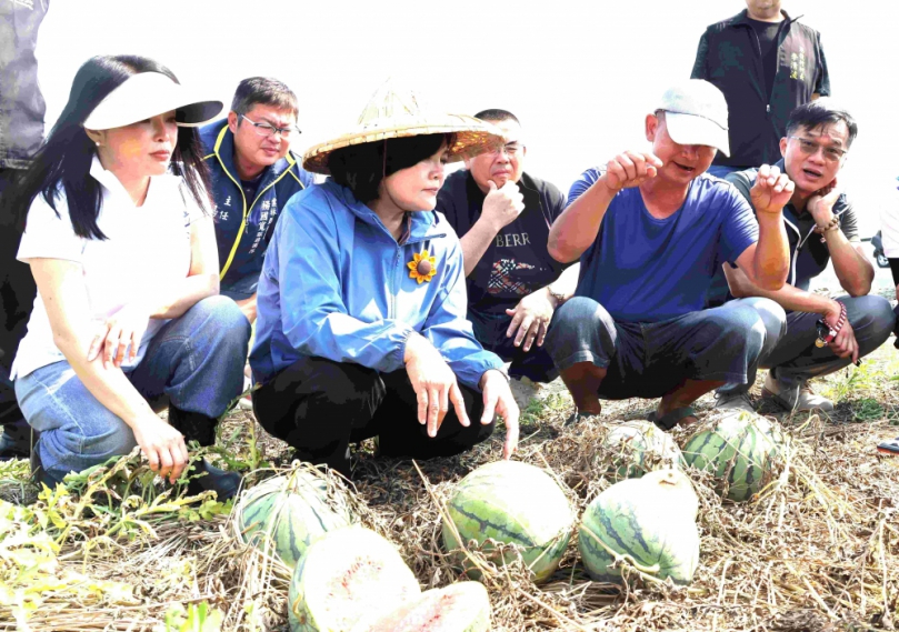 雲林二崙西瓜4月初豪雨災損 縣長張麗善、立委張嘉郡等人會勘 建請中央救助！