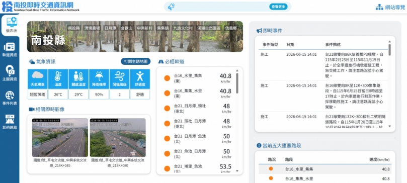 打造智慧觀光首都!全新「南投即時交通資訊網」上線