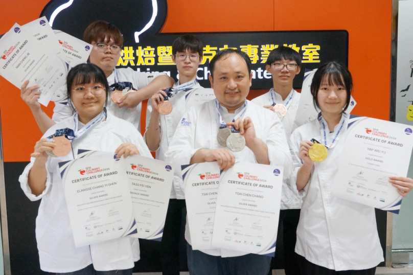 「2026年SFH首爾食品酒店烹飪挑戰賽」,大葉摘下1金5銀6銅佳績。(照片大葉提供)