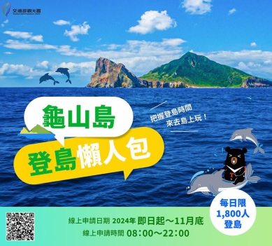 龜山島｜即日起到11月開放網路報名申請，每日限定1,800人登島。