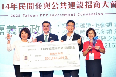 嘉義市耕耘促參成果豐碩! 勇奪促參招商三冠王 獲頒獎勵金5216萬元 市長黃敏惠:共享經濟成長果實〜