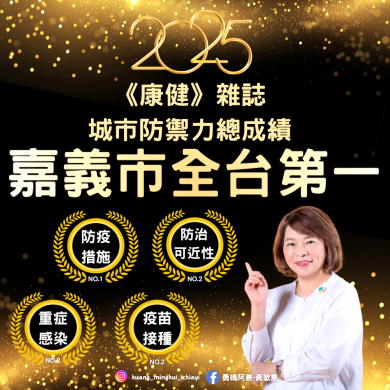 嘉義市榮獲2025《康健雜誌》肯定 「城市防禦力」總成績全台第一！