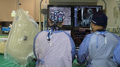 王姓男子肝臟腫瘤，員榮醫療團隊進行肝腫瘤動脈栓塞治療。（照片員榮提供）