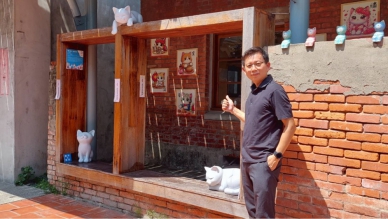 「2025年台灣設計展」鹿港展區「貓藝、靜思」作品，大葉賴建源創作。（照片大葉提供）