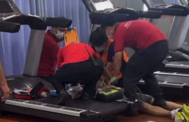 男子使用運動中心跑步機時昏倒OHCA   嘉市消防局119線上DA-CPR通話指導急救恢復心跳