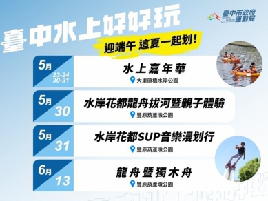 迎端午玩水趣！台中水域系列活動5月23日-6月13日登場 邀市民清涼一夏